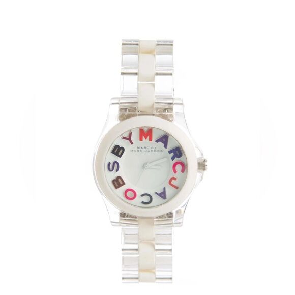 Marc By Marc Jacobs Clear Watch with Red and Blue Accents - Picture 1 of 8